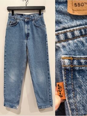 LEVI’S 550 Vintage Orange Tab Jeans Relaxed Fit Tapered Leg Youth Size 14